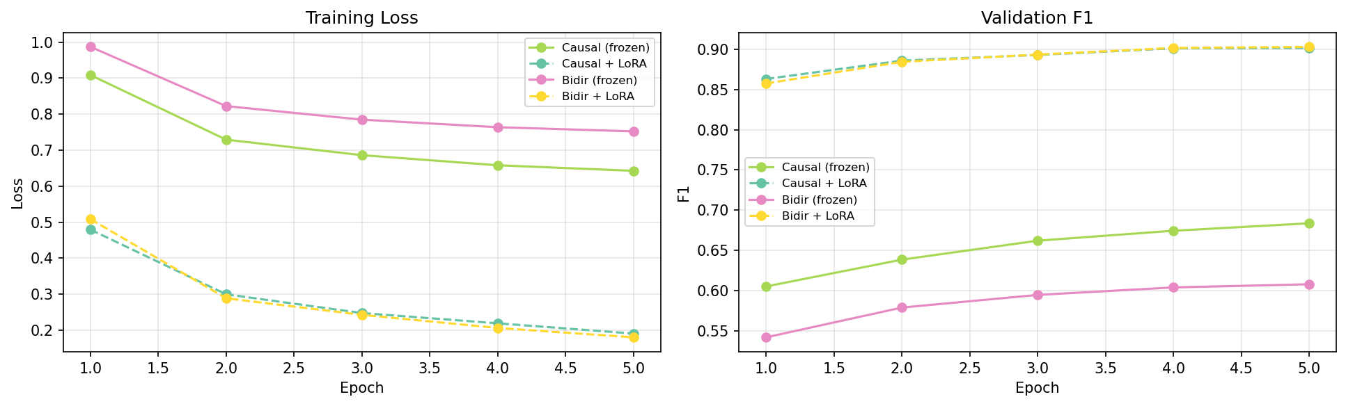 Training loss and validation F1